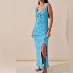 Free People Eleni Bodycon Midi Dress Blue Size Small worn once